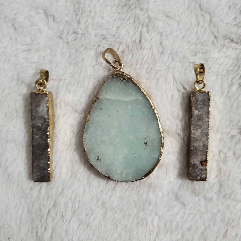 Gemstone Pendant Lot (3) Druzy Agate